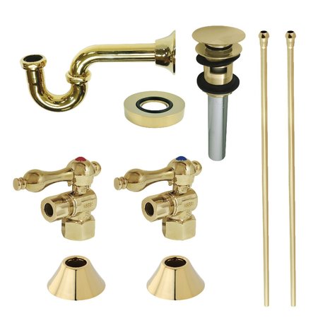 KINGSTON BRASS Traditional Plumbing Sink Trim Kit W/ P-Trap & Overflow Drain, Brass CC43102VOKB30